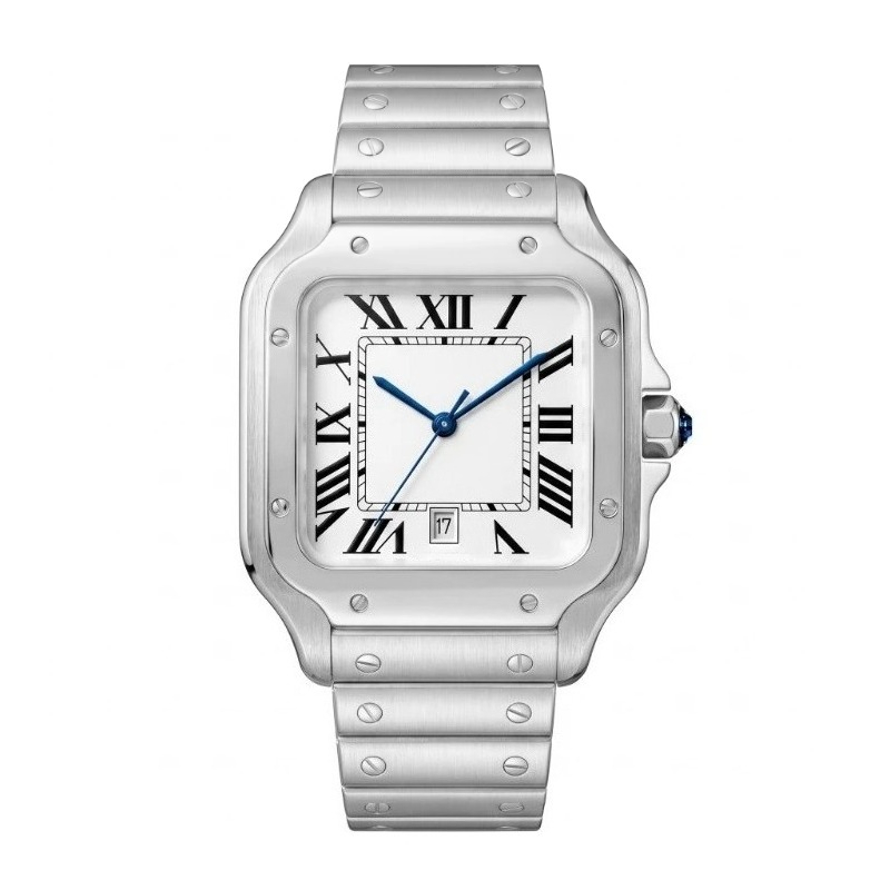 Cartier Watch Santos - 新しい高級メンズクォーツ時計クラシックレトロスタイルレディースウォッチローマ数字日付表示ステンレススチール日本製ムーブメント