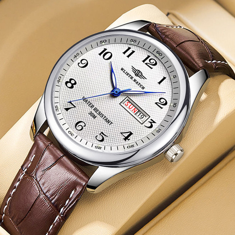 Zen Luxury Watch - WLISTH 高級ブランドメンズ腕時計クォーツ時計アラビア数字ステンレス鋼防水カレンダー腕時計男性の父へのギフト