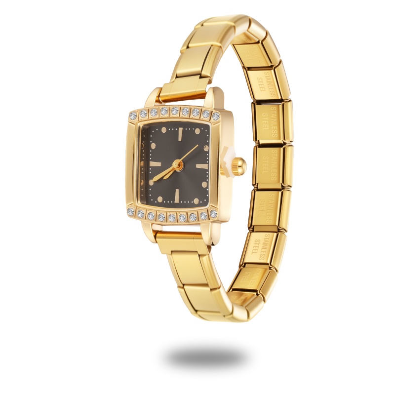 Luxury Watch Makes - ファッション時計コネクタステンレス鋼フィット 9 ミリメートルイタリアンチャームリンク女性のスクエア時計ヘッダリンカーブレスレット DIY ジュエリーギフト