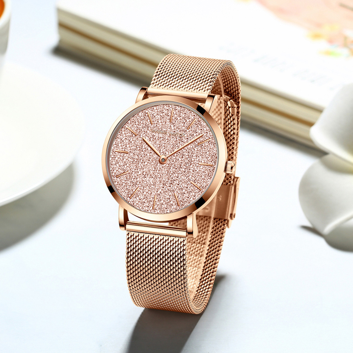 Luxury Watch Japanese - ハンナ・マーティン 高級レディース腕時計 日本オリジナルクォーツムーブメント ステンレススチールメッシュストラップ 36mm ローズゴールド腕時計