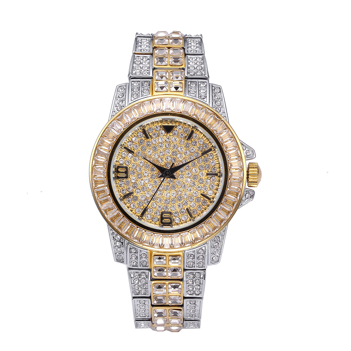 Luxury Women'S Watch - 高級フルストーンクォーツ腕時計男性女性ヒップホップゴールドファッション腕時計ビジネスジュエリーウォッチ時計ドロップシッピング