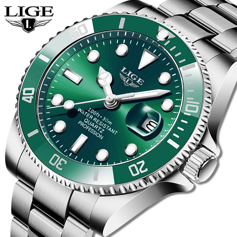 Zen Luxury Watch - Lige-男性用時計,ファッションブランド,高級,防水,30atm,スポーツ,クォーツ
