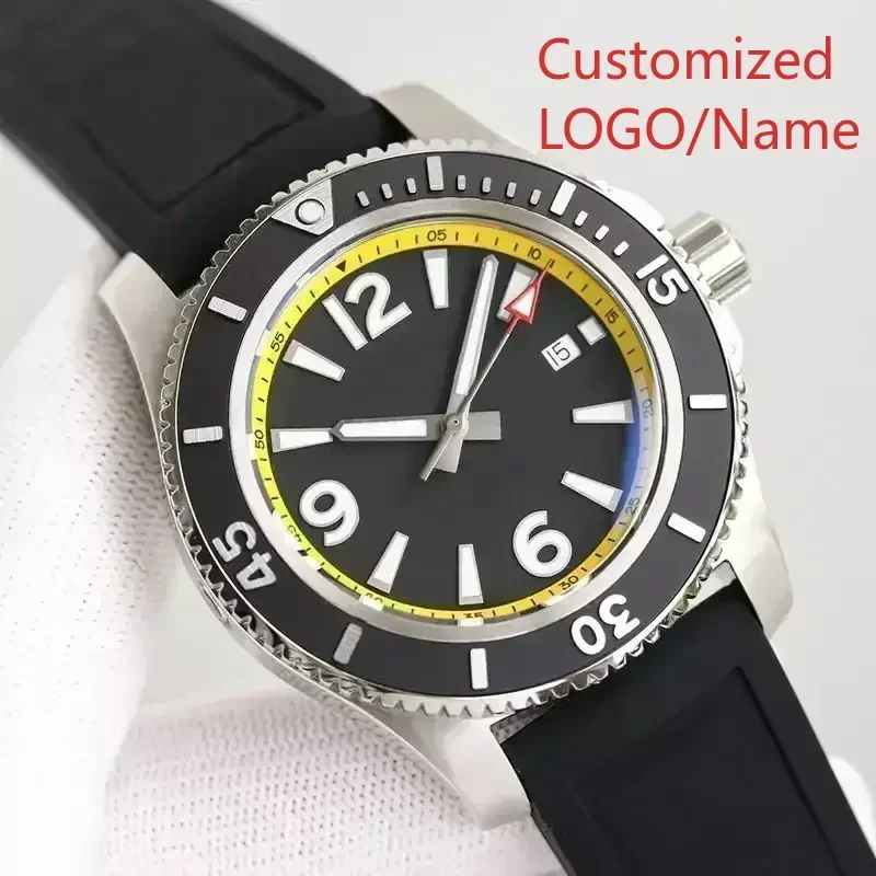 Luxury Watch Exchange - A11 ストアカスタマイズされた腕時計メンズ腕時計ブラックブルー発光ステンレス鋼回転ベゼル自動機械式ラバー