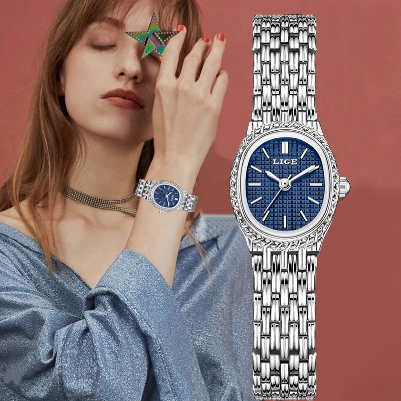 Luxury Women'S Watch - LIGE ファッション高級クォーツ女性用腕時計エレガントなクラシックシンプルなダイヤル防水ステンレスレディース腕時計女性用 Reloj Mujer + ボックス