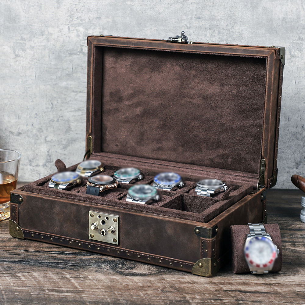 Luxury Watch Organizer - CONTACT'S FAMILY 8 レザーカスタムウォッチケース ヴィンテージ 8グリッド