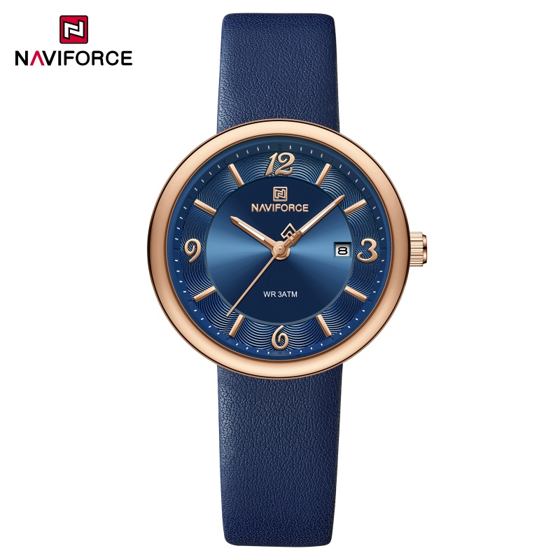 Luxury Watch Black - NAVIFORCE 新しい女性用デイリークォーツ時計軽量花柄ダイヤル 3ATM 防水 PU ストラップエレガントな女性用腕時計レロジオフェミニーノ