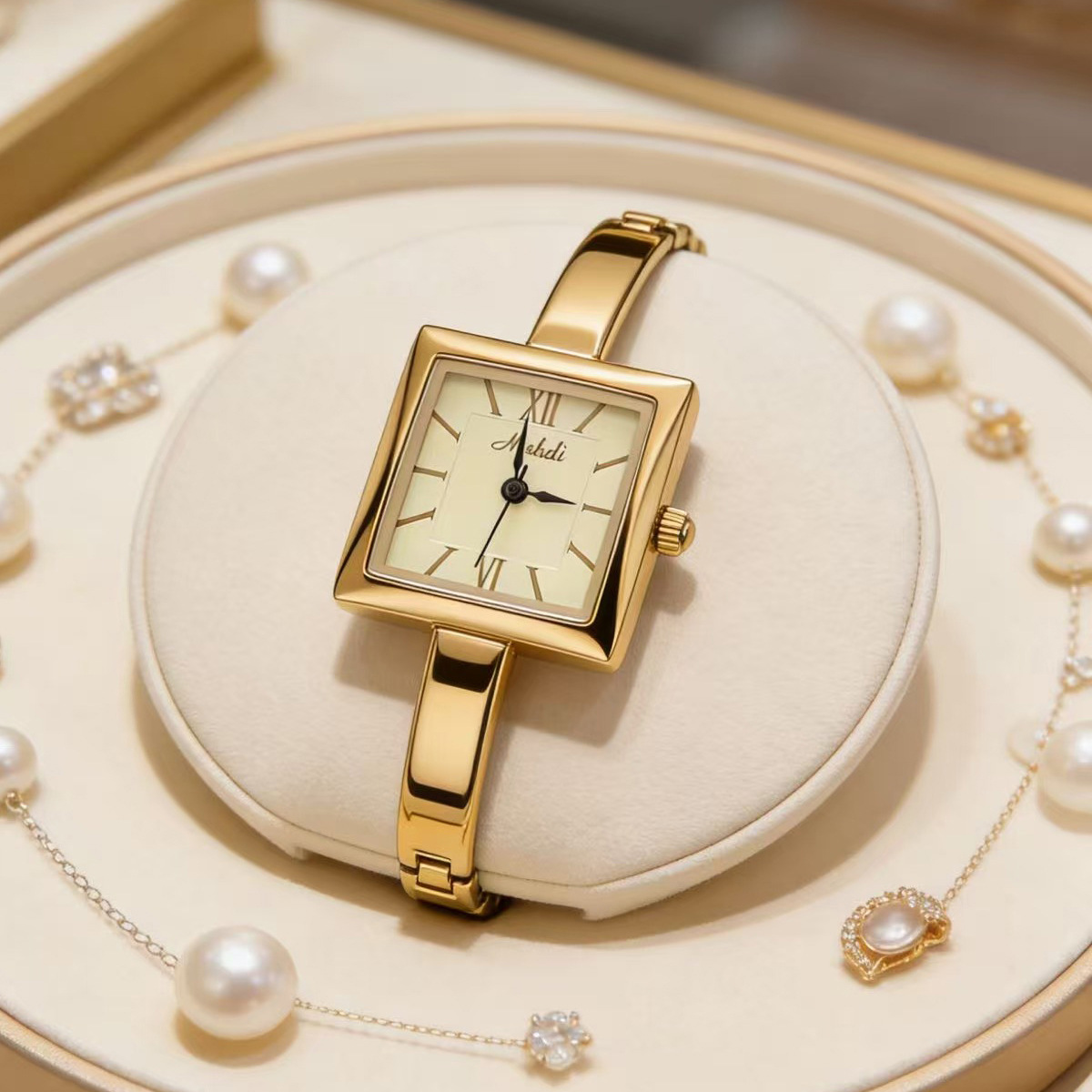Luxury Watch And Jewelry Brand - 2026年高級ブランド高品質スクエアシンプル大型文字盤クォーツ防水ブレスレット腕時計 レディースエレガントジュエリー