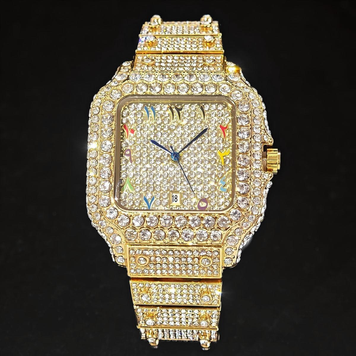 Luxury Watch And Jewelry Brand - ホットファッション UNIGUET フルダイヤモンド アイスアウトウォッチ メンズ スクエアクォーツ腕時計