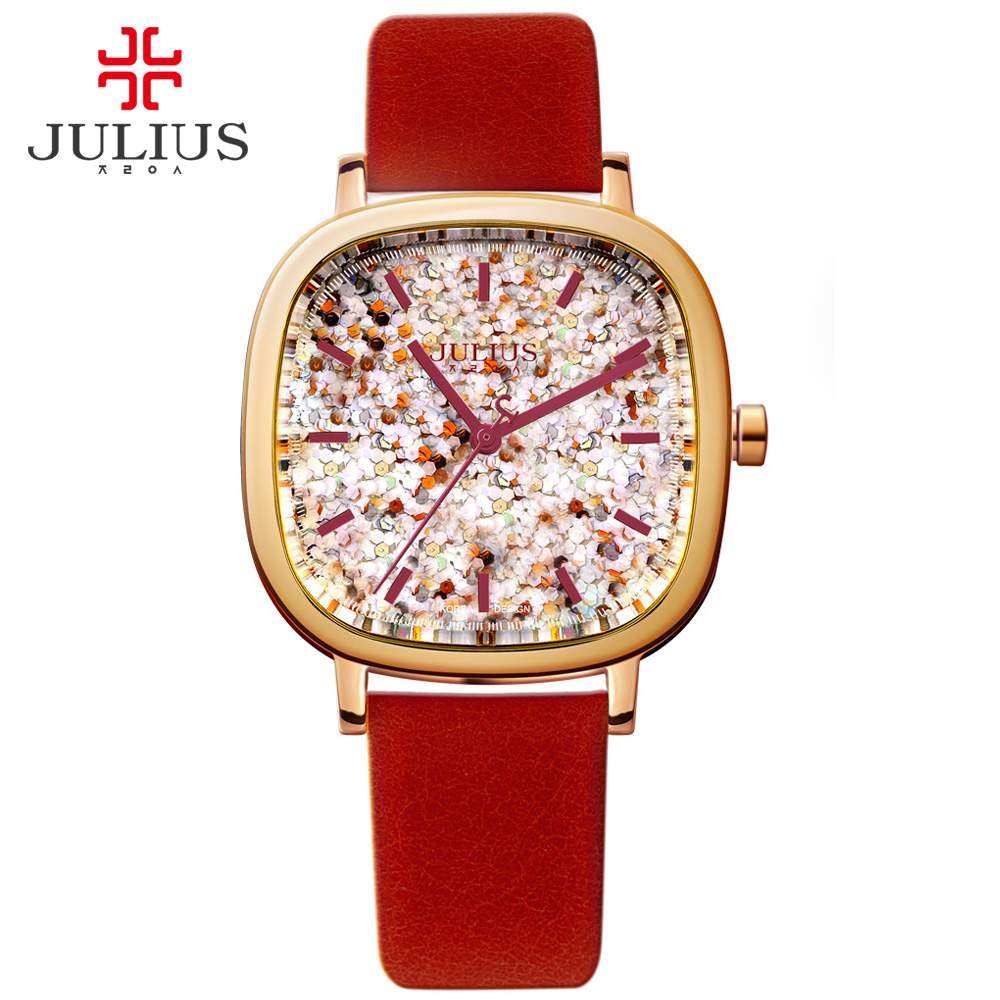 Luxury Watch And Jewelry Brand - Julius-女性のための高級ブランドの時計,女の子とティーンエイジャーのための正方形の革の腕時計,韓国のデザイナージュエリー,JA-889