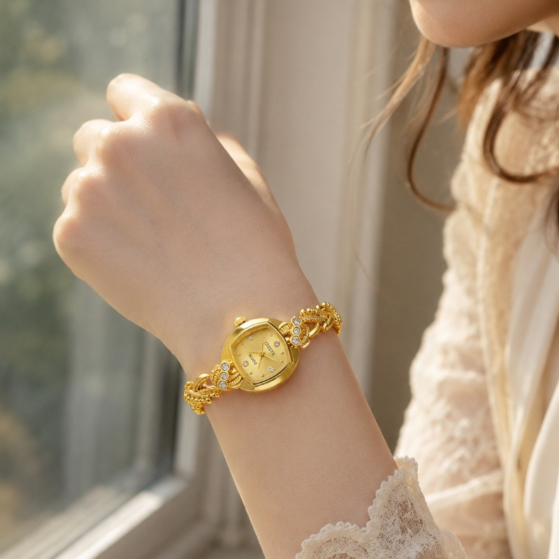 Luxury Watch And Jewelry Brand - ファッション女性ジュエリーウォッチ高級ゴールドラインストーンダイヤルツイストブレスレットクォーツ時計エレガントスリムレディース腕時計時計ギフト