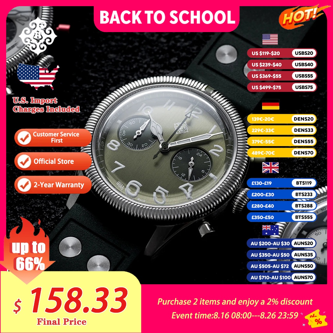 Chronograph Flyback Watch - IXDAO 2026 新型パイロット 39mm VK64 メンズクォーツ腕時計