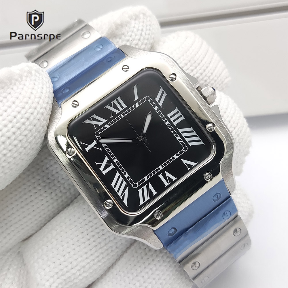 Cartier Watch Santos - メンズ腕時計スクエアケース新しい NH35 腕時計自動スポーツウォッチ防水ファッションデザイン日本御代田 NH35 腕時計リロイ Hombre