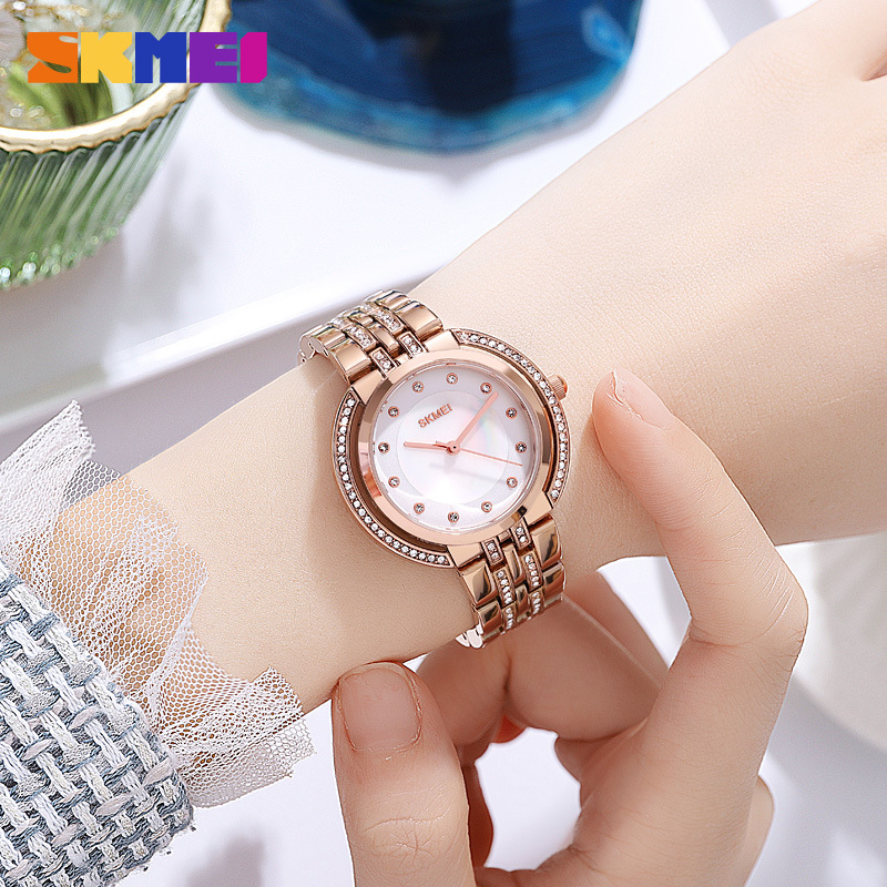 Luxury Women'S Watch - レディースブレスレットクォーツ時計高級ラインストーンダイヤル亜鉛合金バンドアナログ表示 3 バー防水ファッション腕時計