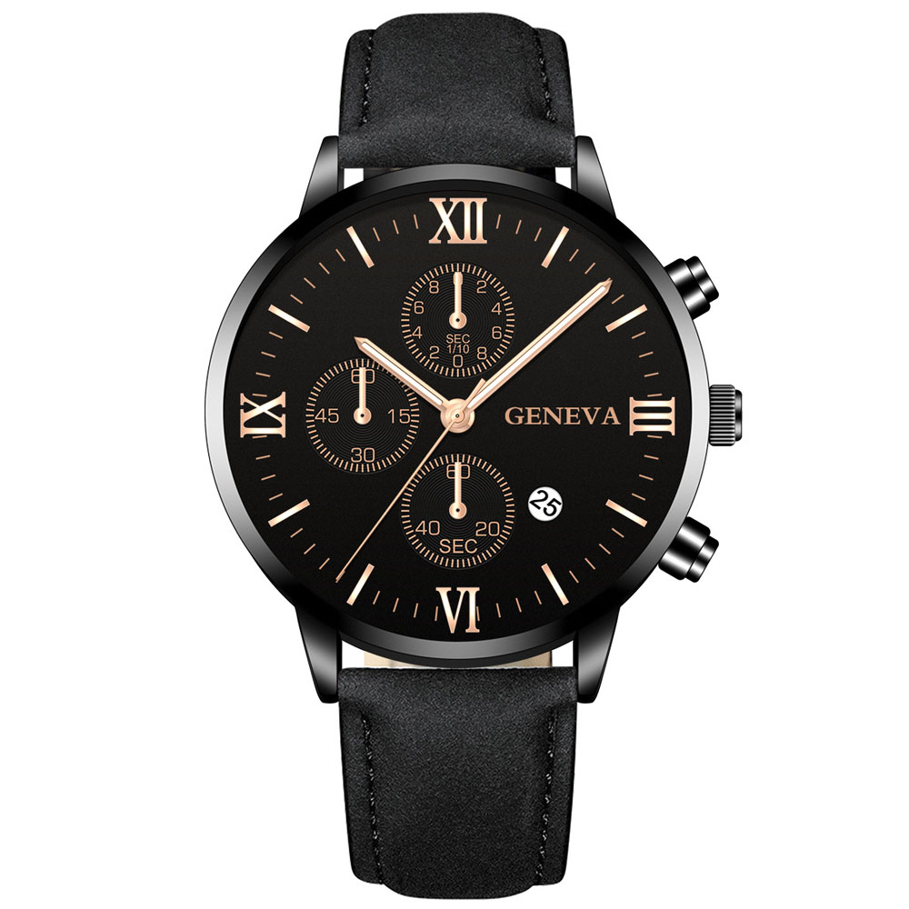 ジュネーブファッション男性日付合金ケース合成皮革アナログクォ - Zen Luxury Watch のレビューと価格