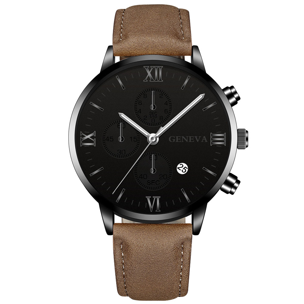 ジュネーブファッション男性日付合金ケース合成皮革アナログクォ - Zen Luxury Watch のレビューと価格