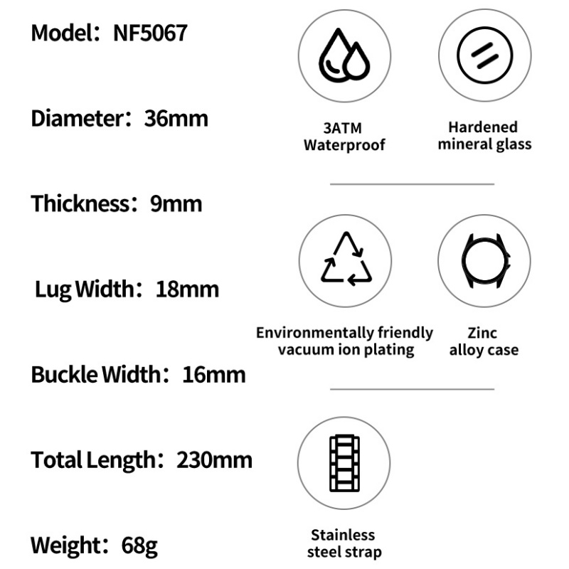NAVIFORCE レディース 3ATM 防水クォーツ時計シ - Luxury Watch Black のレビューと価格