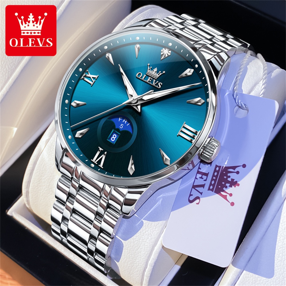 OLEVS ムーンフェイズメンズ腕時計カレンダー 30 メー - Luxury Watch For Men のレビューと価格