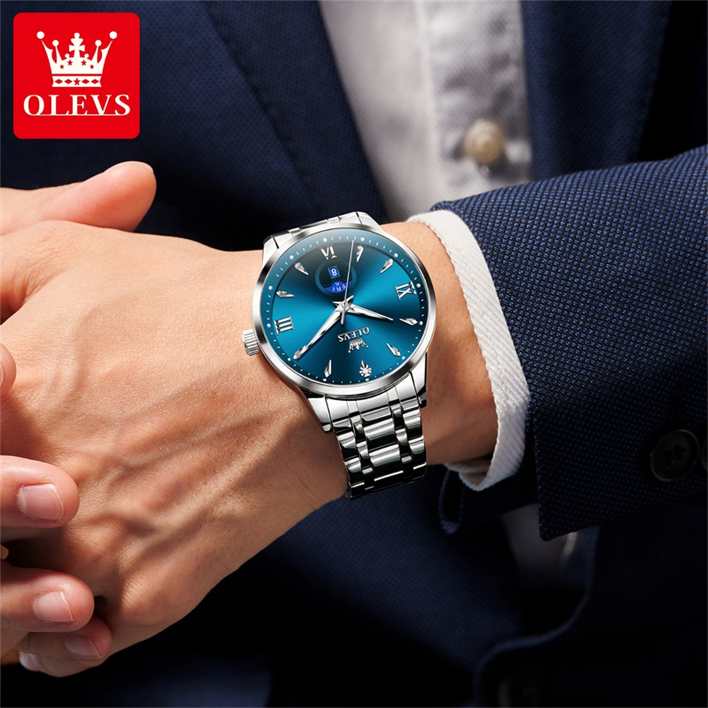 OLEVS ムーンフェイズメンズ腕時計カレンダー 30 メー - Luxury Watch For Men のレビューと価格