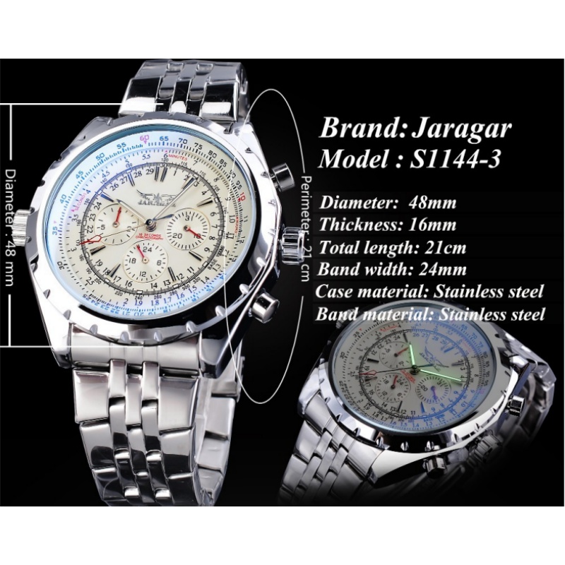 JARAGAR 212 エレガントな自動巻き機械式腕時計 メ - Chronograph Flyback Watch のレビューと価格