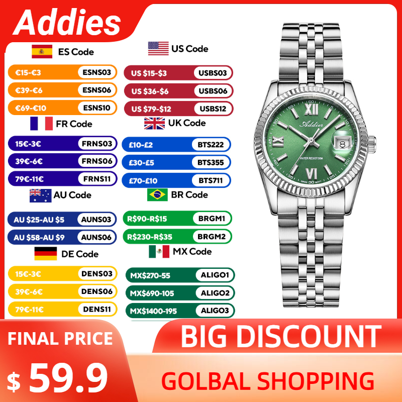 Addies 高品質高級腕時計女性用サファイアガラス 316 - Luxury Women'S Watch のレビューと価格
