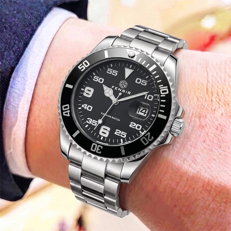 クラシックなメンズクォーツ時計。逆回転防止ベゼル、防水、夜光 - Luxury Watch Makes のレビューと価格