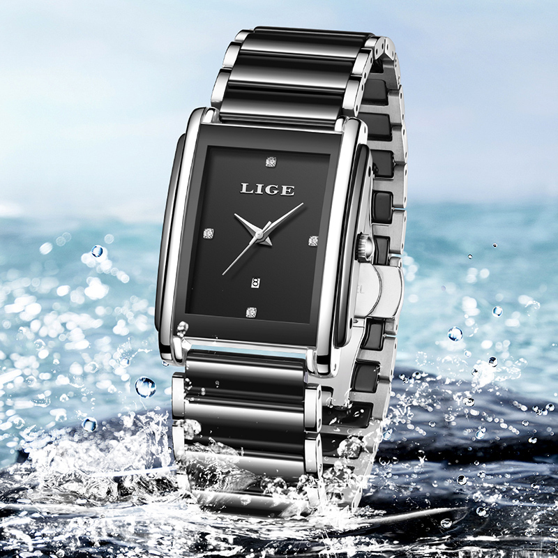 LIGE 新しい高級女性腕時計エレガントなセラミッククォーツ - Luxury Watch Organizer のレビューと価格
