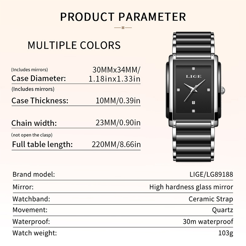 LIGE 新しい高級女性腕時計エレガントなセラミッククォーツ - Luxury Watch Organizer のレビューと価格