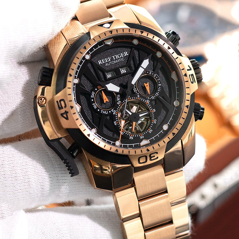 メンズ自動機械式時計ステンレススチールケース 10ATM 防 - Chronograph Flyback Watch のレビューと価格