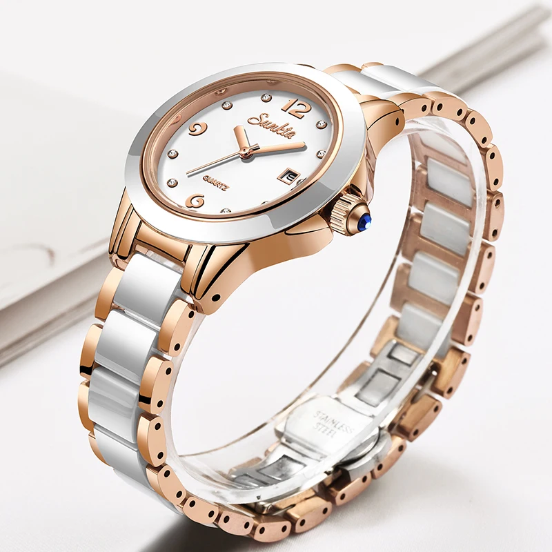 Sunkta ファッションカジュアルクォーツ女性腕時計エレガ - Luxury Women'S Watch のレビューと価格