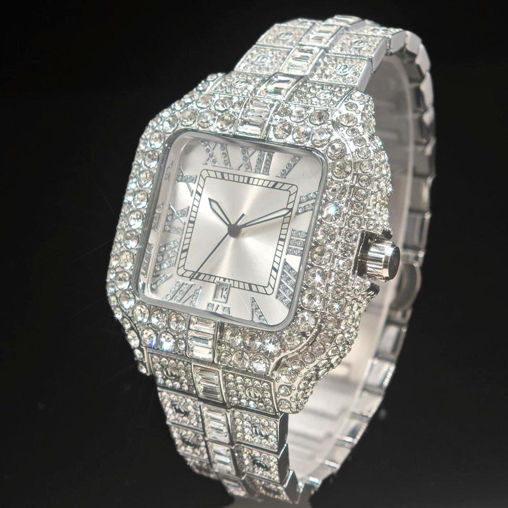 メンズスクエアクォーツ腕時計,高級ダイヤモンド腕時計,ヒップ - Luxury Watch And Jewelry Brand のレビューと価格
