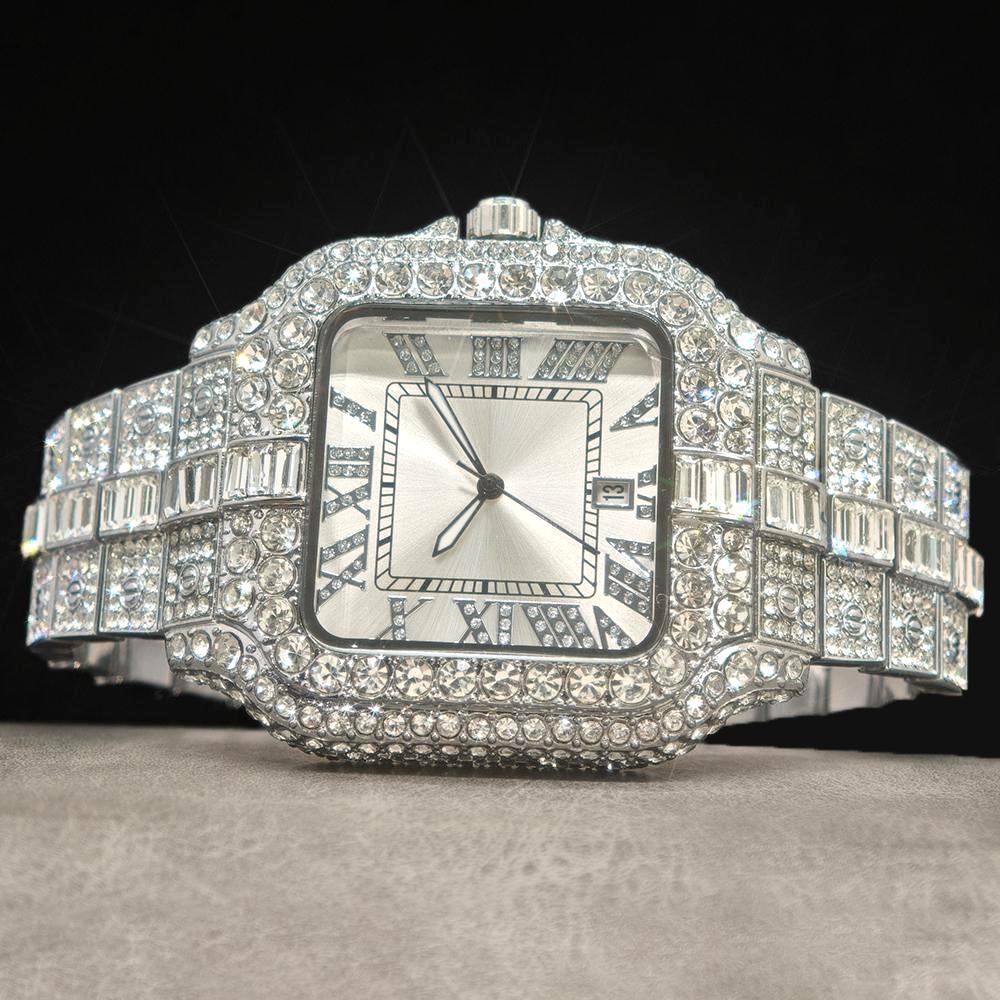 メンズスクエアクォーツ腕時計,高級ダイヤモンド腕時計,ヒップ - Luxury Watch And Jewelry Brand のレビューと価格
