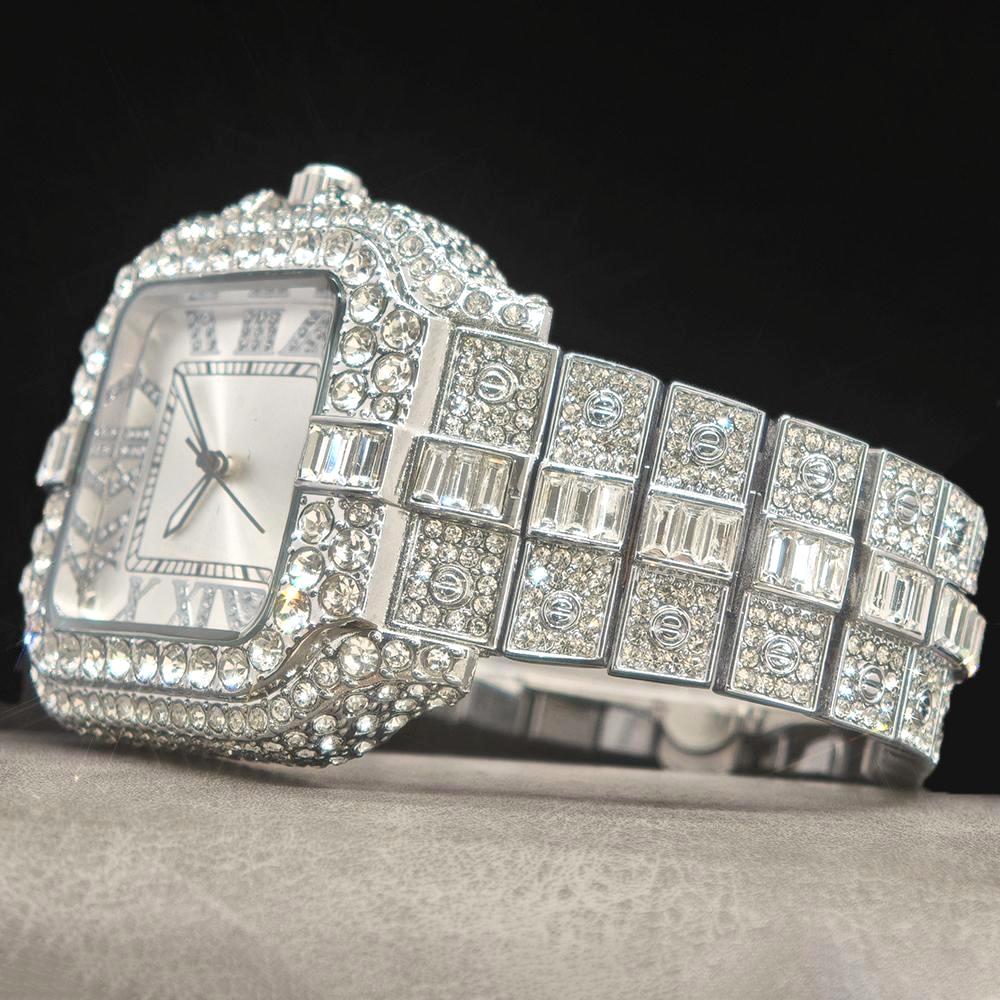 メンズスクエアクォーツ腕時計,高級ダイヤモンド腕時計,ヒップ - Luxury Watch And Jewelry Brand のレビューと価格