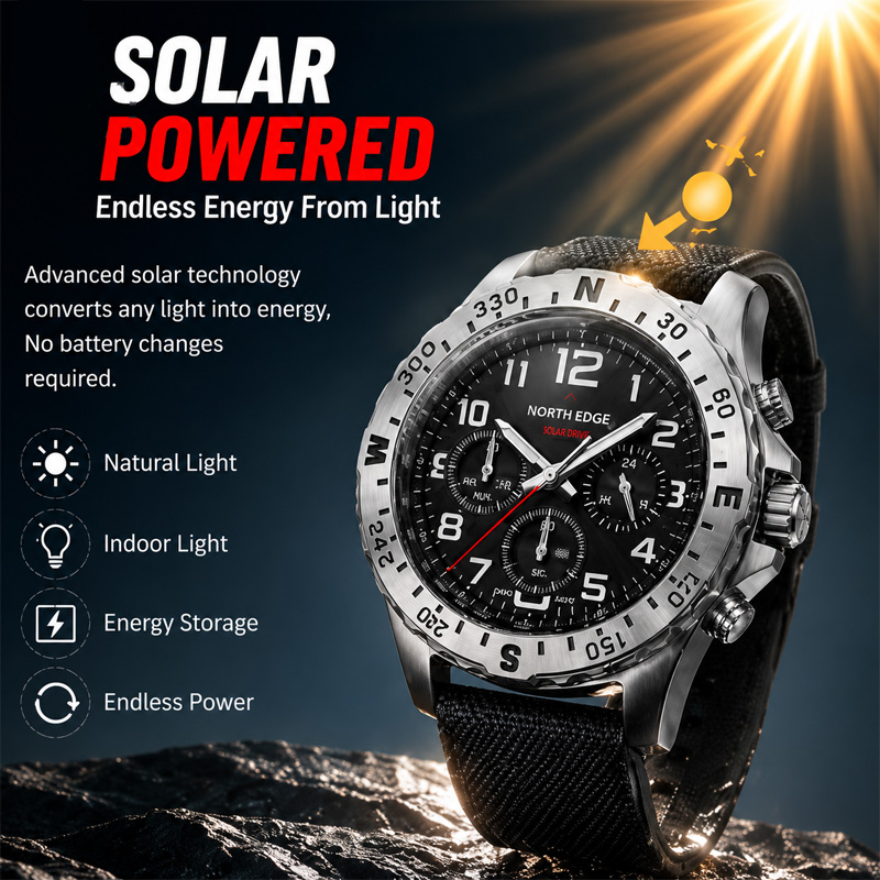 NORTH EDGE MACH 2 メンズ腕時計 ソーラーパ - Chronograph Flyback Watch のレビューと価格