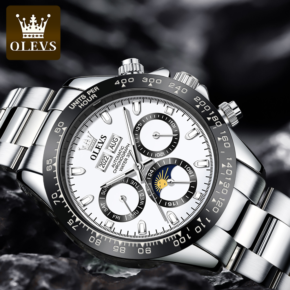 OLEVS 6654 高級メンズ腕時計クロノグラフ自動機械式 - Chronograph Flyback Watch のレビューと価格