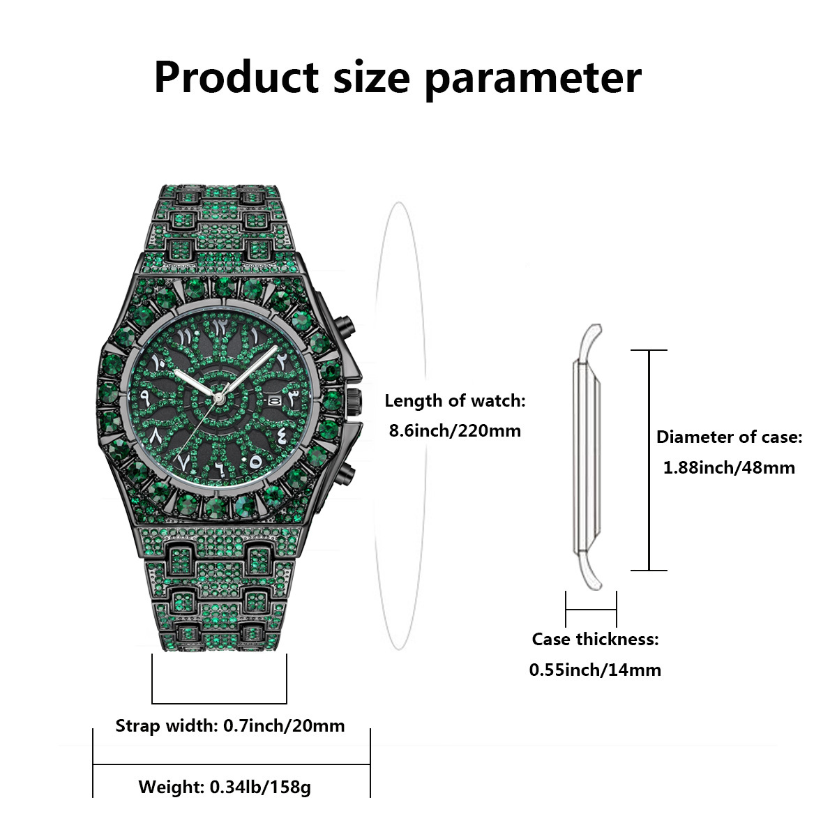 ヒップホップグリーンアイス腕時計メンズファッションブランドU - Luxury Watch And Jewelry Brand のレビューと価格