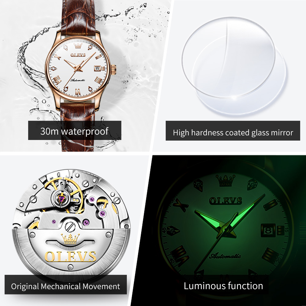 Olevs-女性用防水発光腕時計、高級ファッションウォッチ、 - Chronograph Flyback Watch のレビューと価格