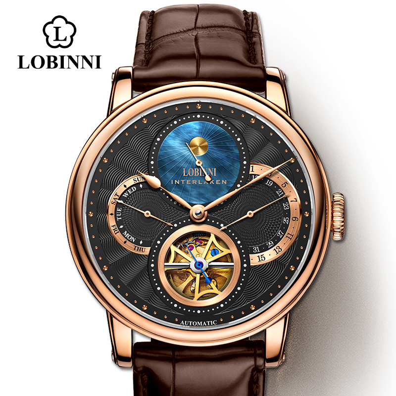 Lobinni-メンズゴールドオートマチック腕時計,メカニカ - Chronograph Flyback Watch のレビューと価格