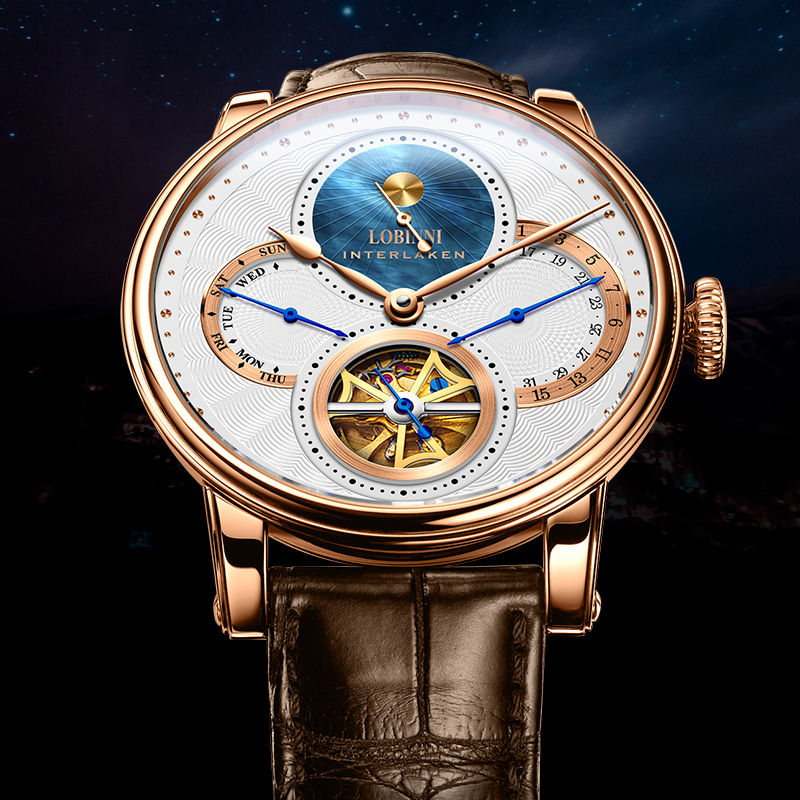 Lobinni-メンズゴールドオートマチック腕時計,メカニカ - Chronograph Flyback Watch のレビューと価格