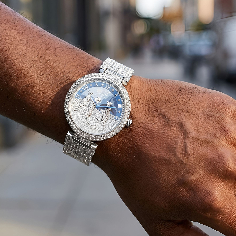 メンズ腕時計太陽とヒョウ柄クォーツ腕時計男性ヒップホップ高級 - Luxury Watch And Jewelry Brand のレビューと価格