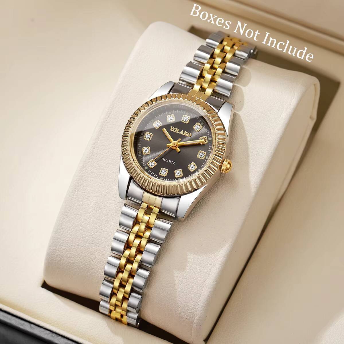 ファッションラインストーン女性用クォーツ時計高級ステンレスス - Luxury Watch Organizer のレビューと価格
