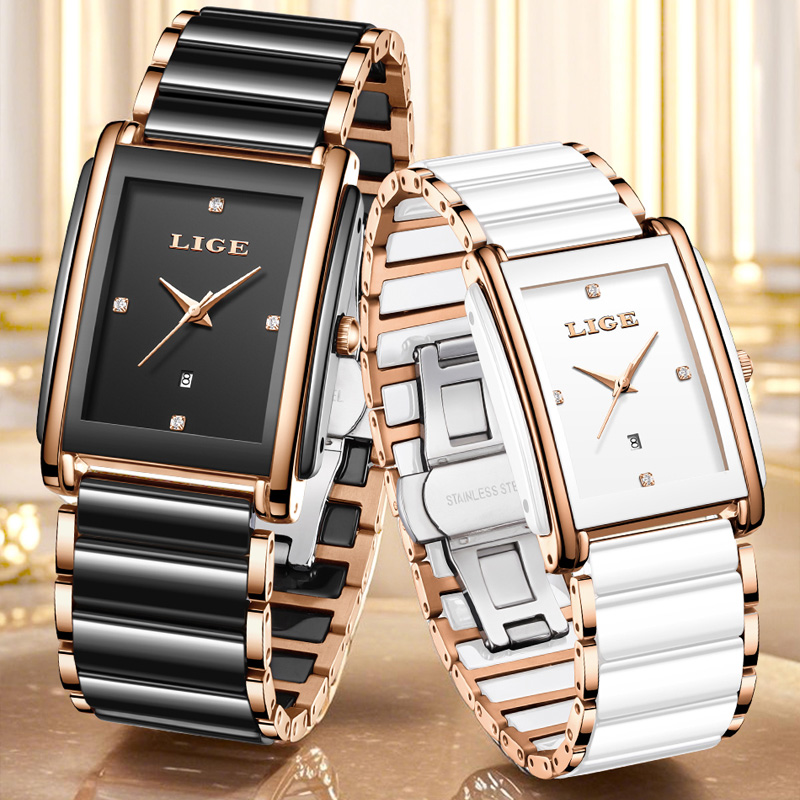 LIGE ファッションエレガントな女性用腕時計フルセラミック - Luxury Watch Organizer のレビューと価格