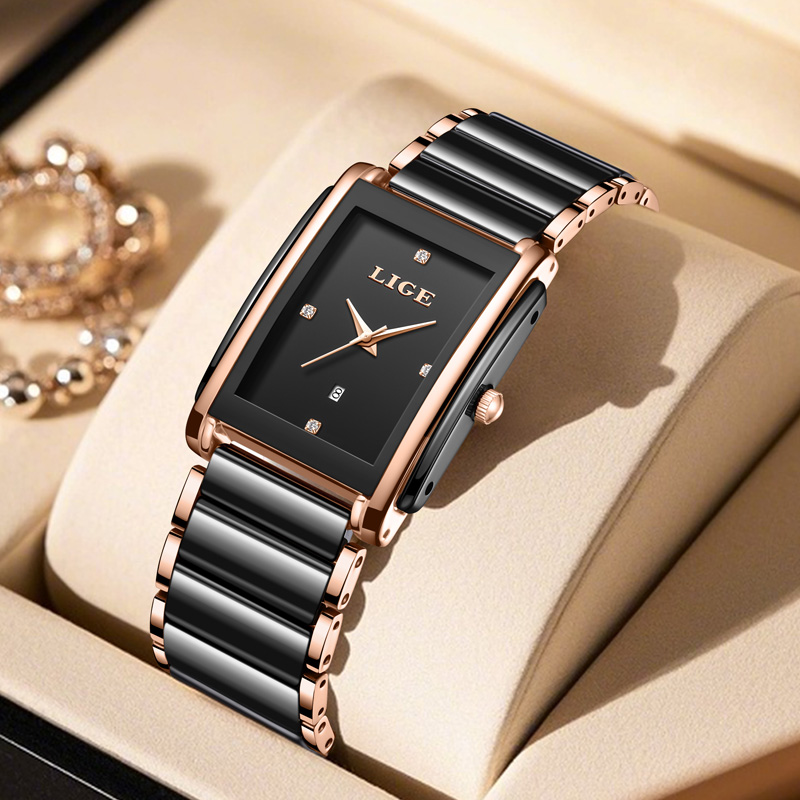 LIGE ファッションエレガントな女性用腕時計フルセラミック - Luxury Watch Organizer のレビューと価格