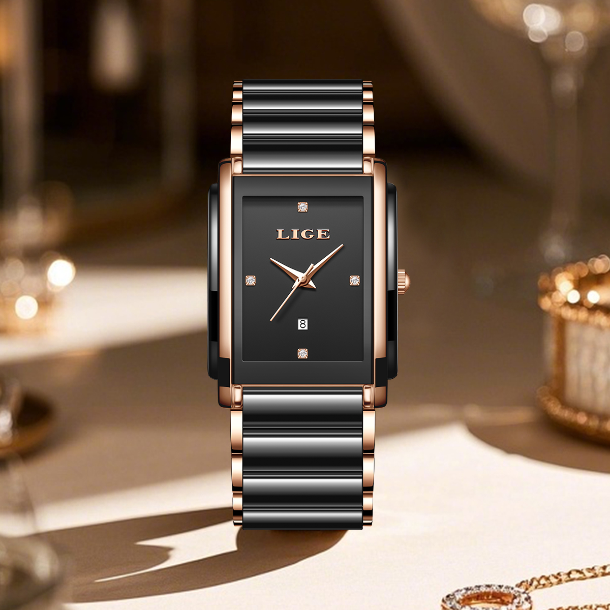 LIGE ファッションエレガントな女性用腕時計フルセラミック - Luxury Watch Organizer のレビューと価格