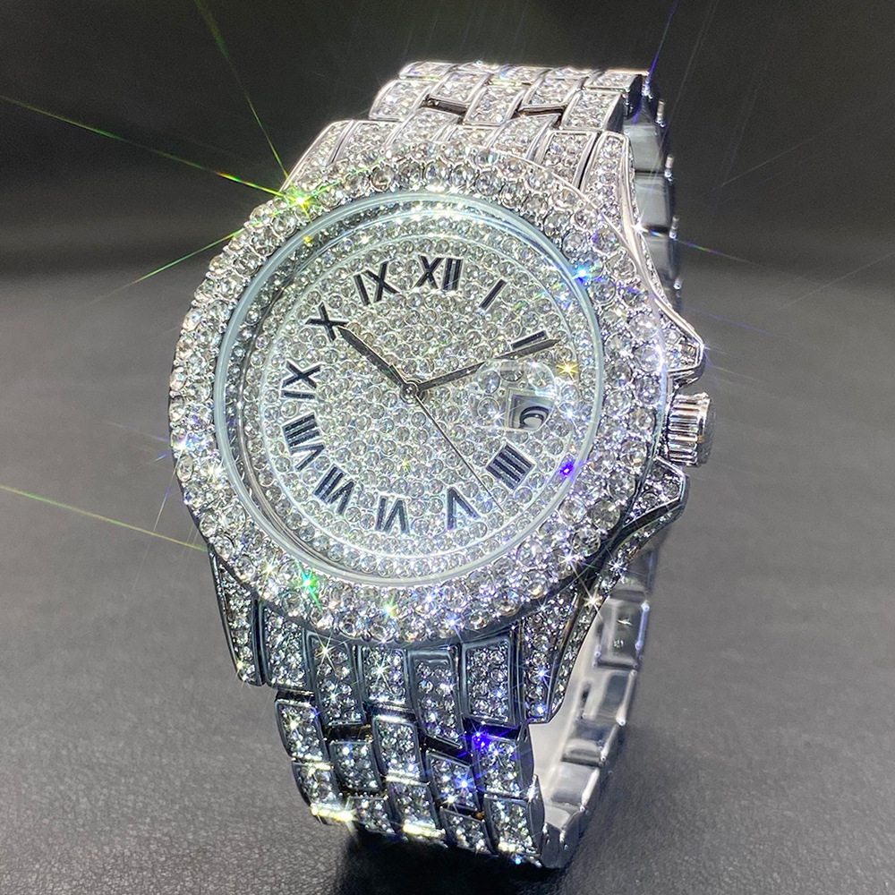 メンズ向け大型ゴールドシルバーブラック腕時計、ヒップホップ風 - Luxury Watch Black のレビューと価格